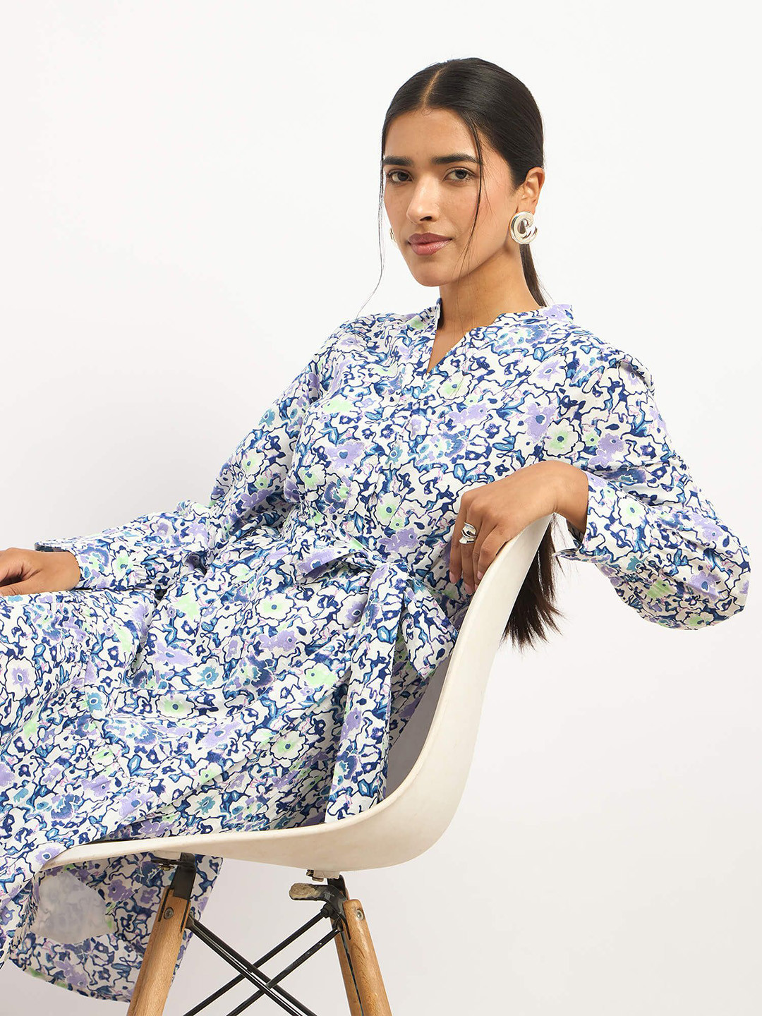 SALT ATTIRE project 500 Women Abstract Printed Fit and Flare Knee Length Dress