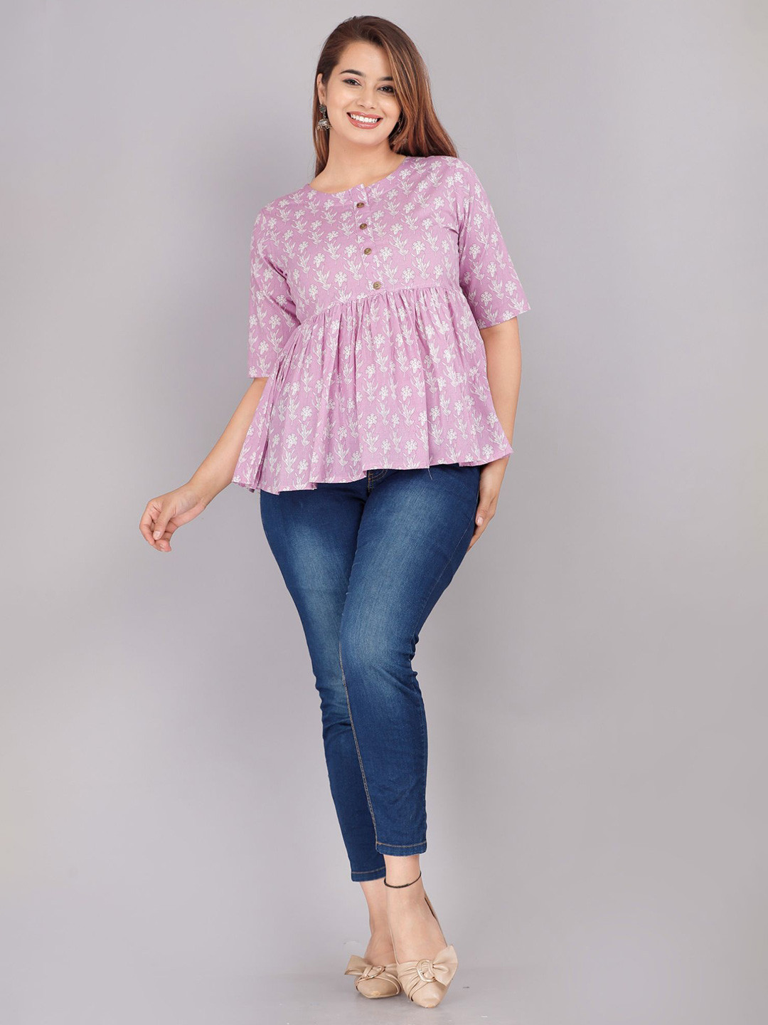 OH MI DIOS Women Floral Printed Empire Top