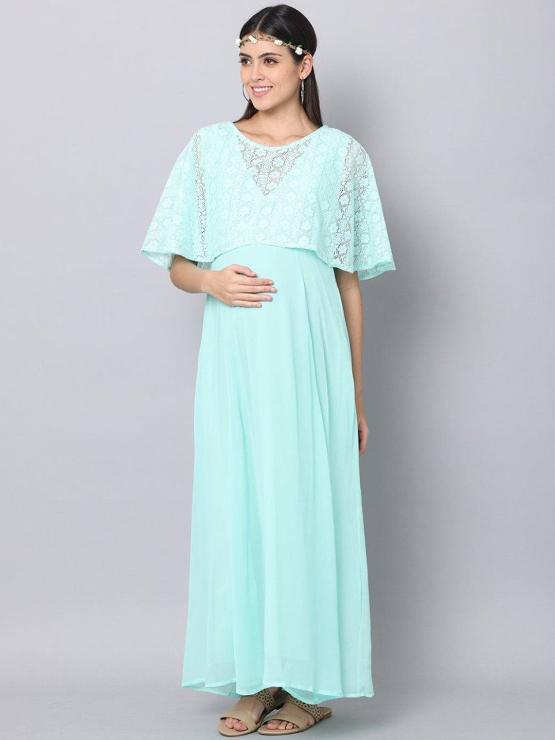 The Mom Store Women Lace Maternity Maxi Dress