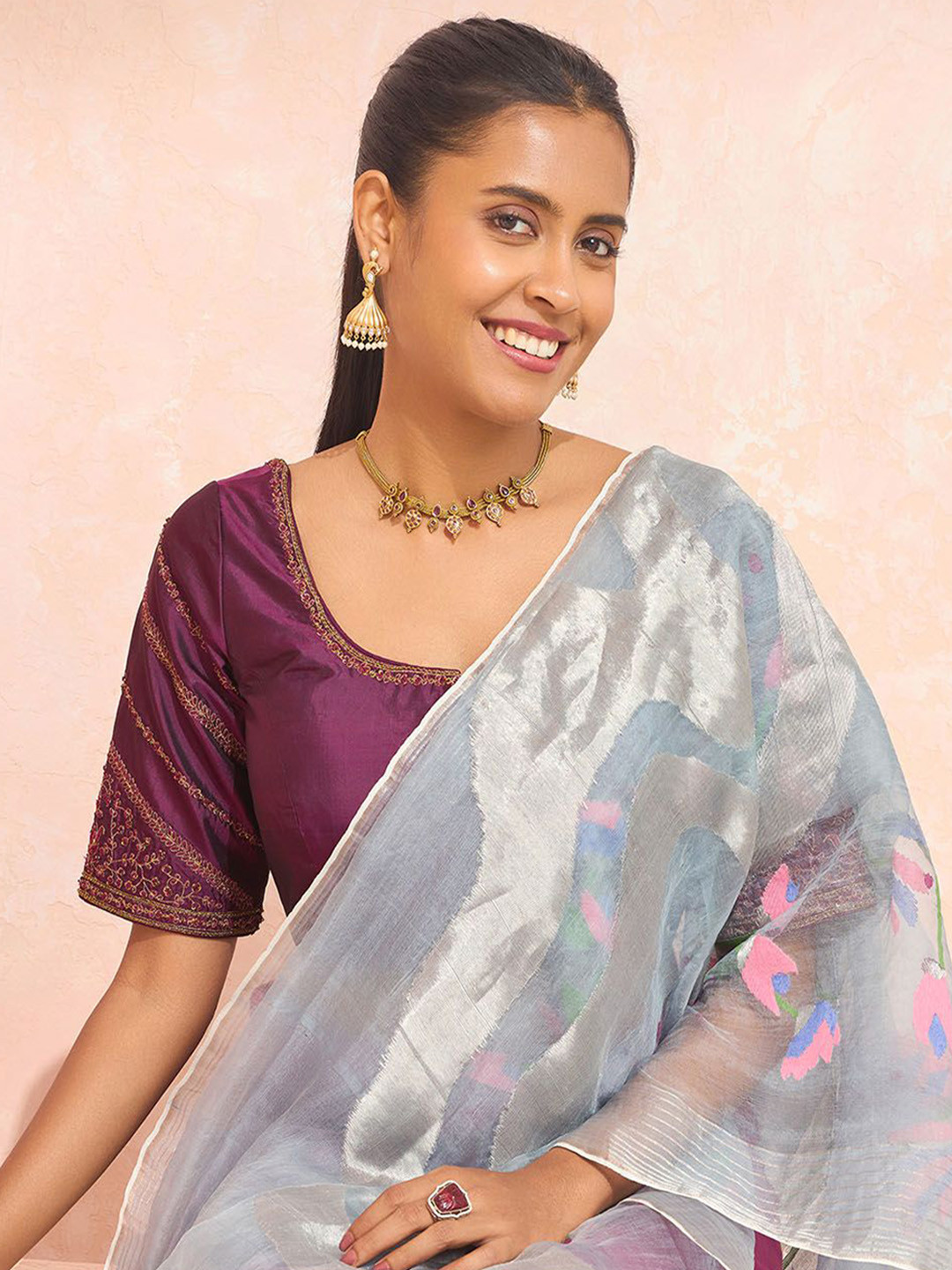 Taneira Pure Silk Embroidered Blouse