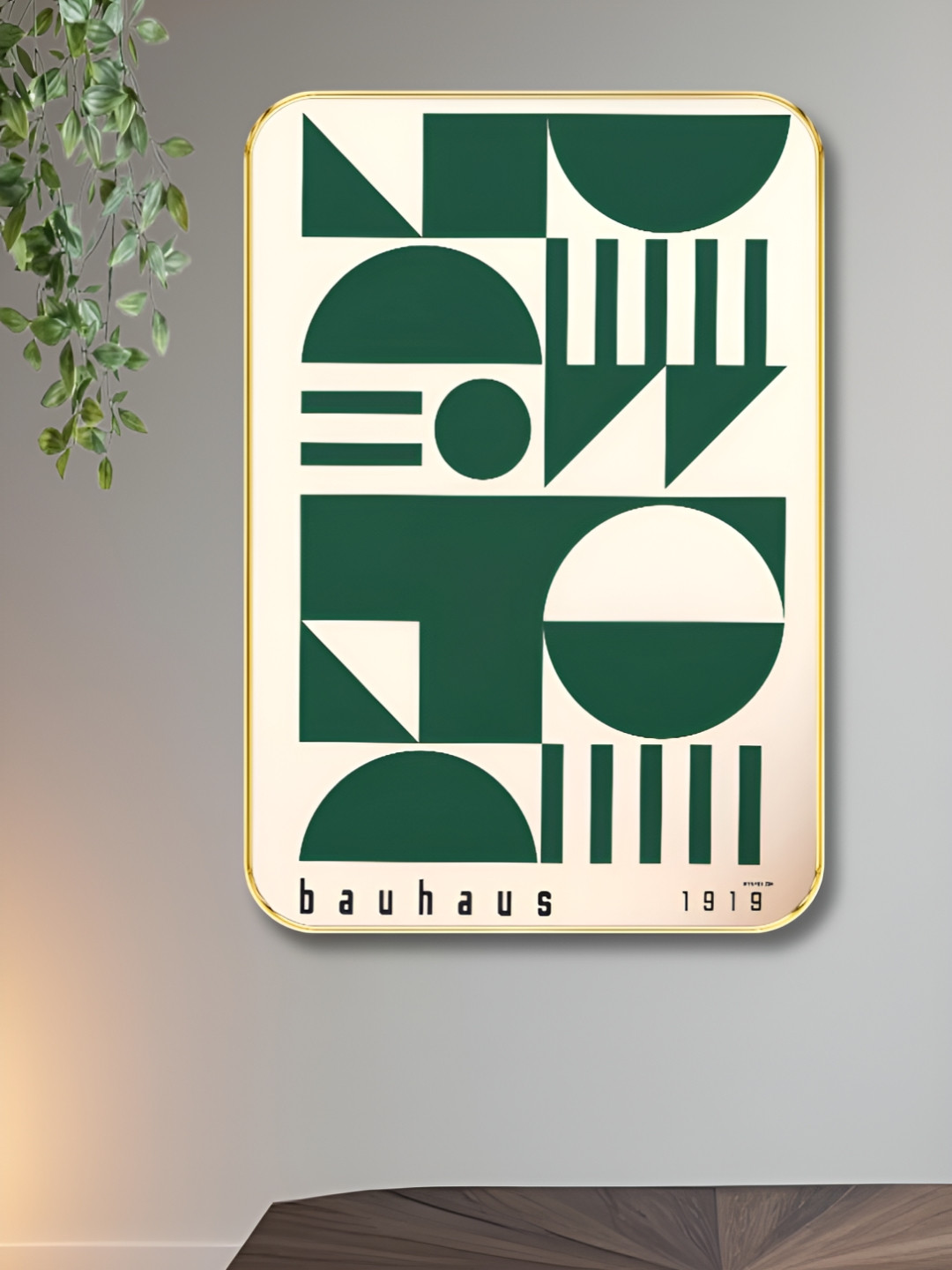 Myntra Elegant Homes White & Green Abstract Printed Wooden Wall Art