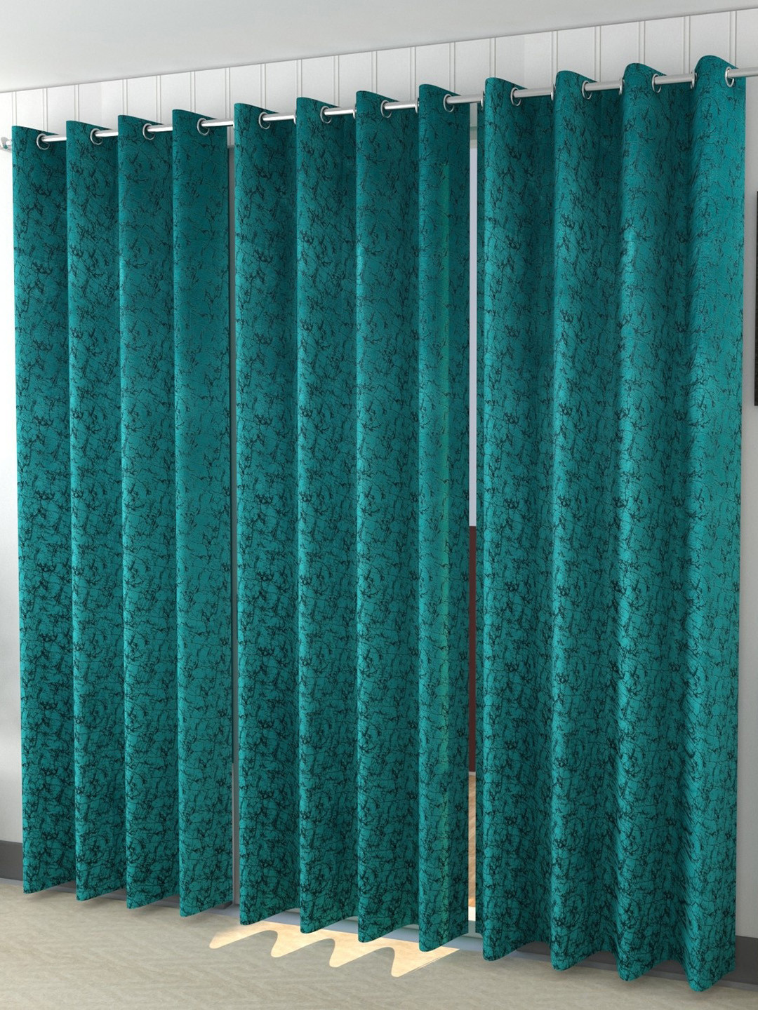Galaxy Home Decor Teal 3 Pieces Room Velvet Darkening Long Door Curtains