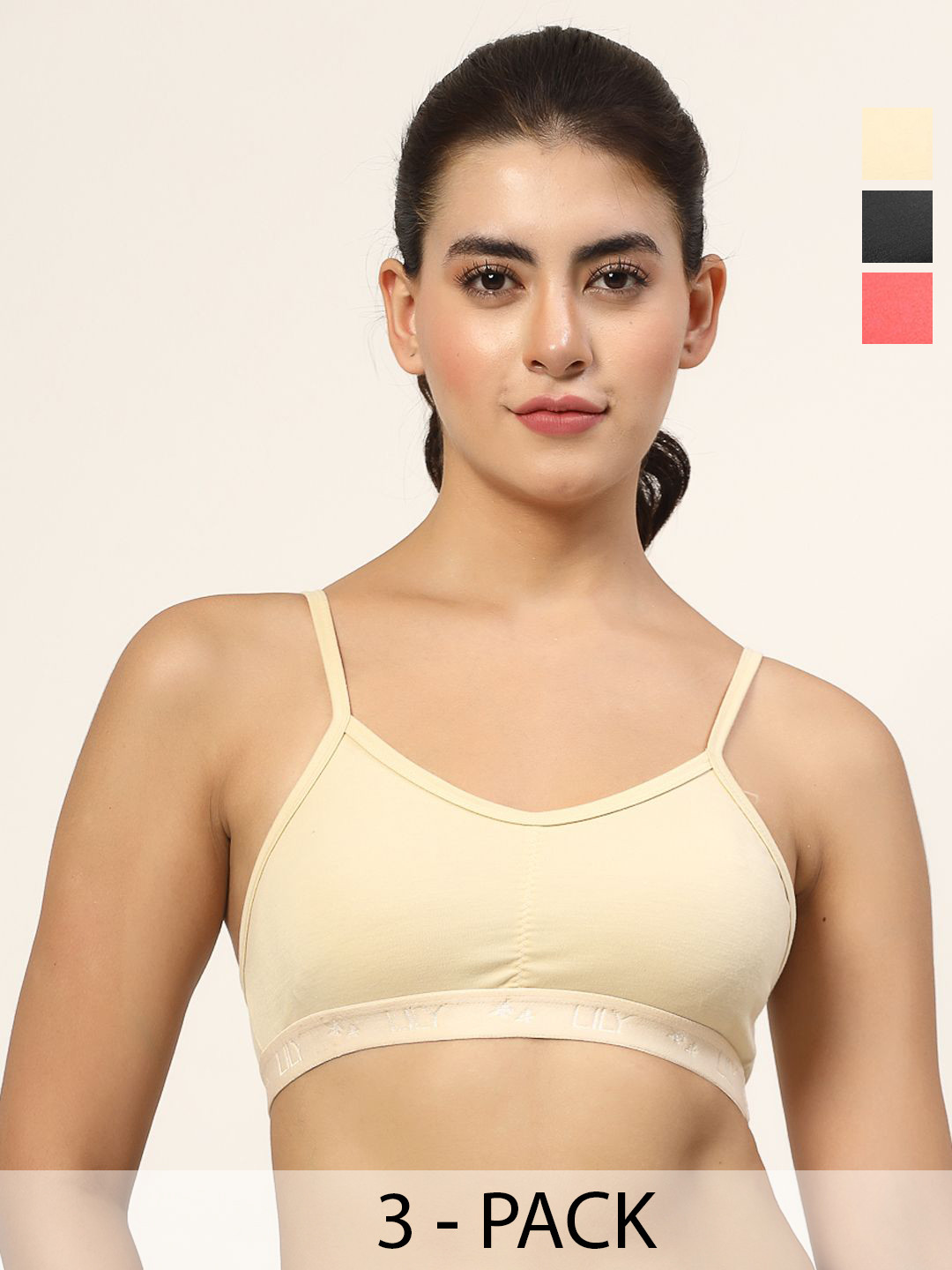 LILY Tropsyliad Pack Of 3 Full Coverage Seamless Non Padded Sports Bra