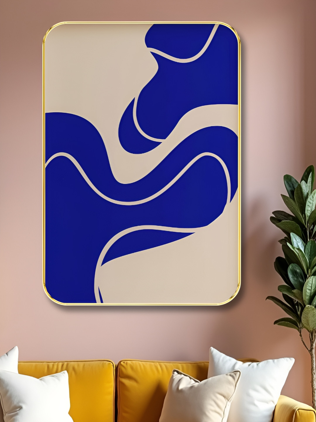 SAF White Wood Wall Living Room Rectangle Potrait Paintings Wall Art -23 x 17.99In