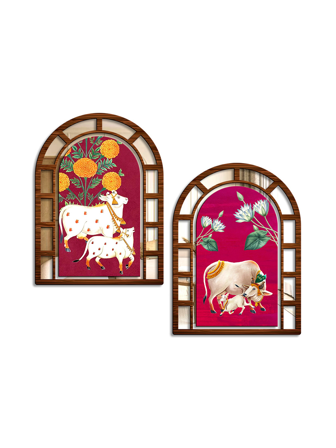 SEHAZ ARTWORKS Wood 2 Piece Wall Rectangle Paintings Wall Art - 15.9 x 11.6 In