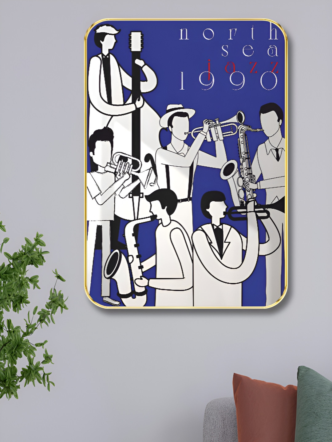 SAF Blue & White Music Painting Wood Wall Art
