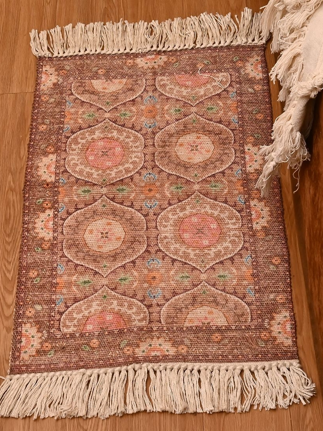 INDIAN HOME FAB Red Ethnic Motifs Printed Anti-Slip Water Absorbent Cotton Floor Mat