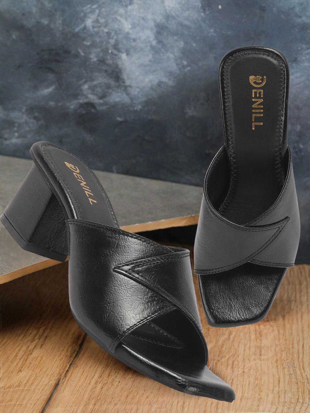 Denill Women's Fashion Square Toe Open Wedge Block Sandals