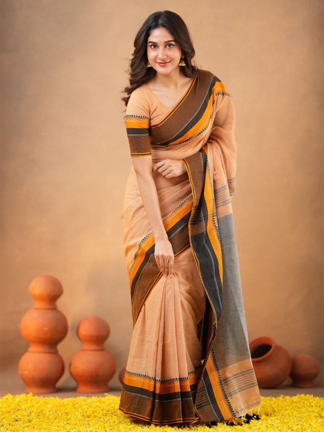 Sutisancha Handwoven Grey Bliss Bengal Cotton Saree