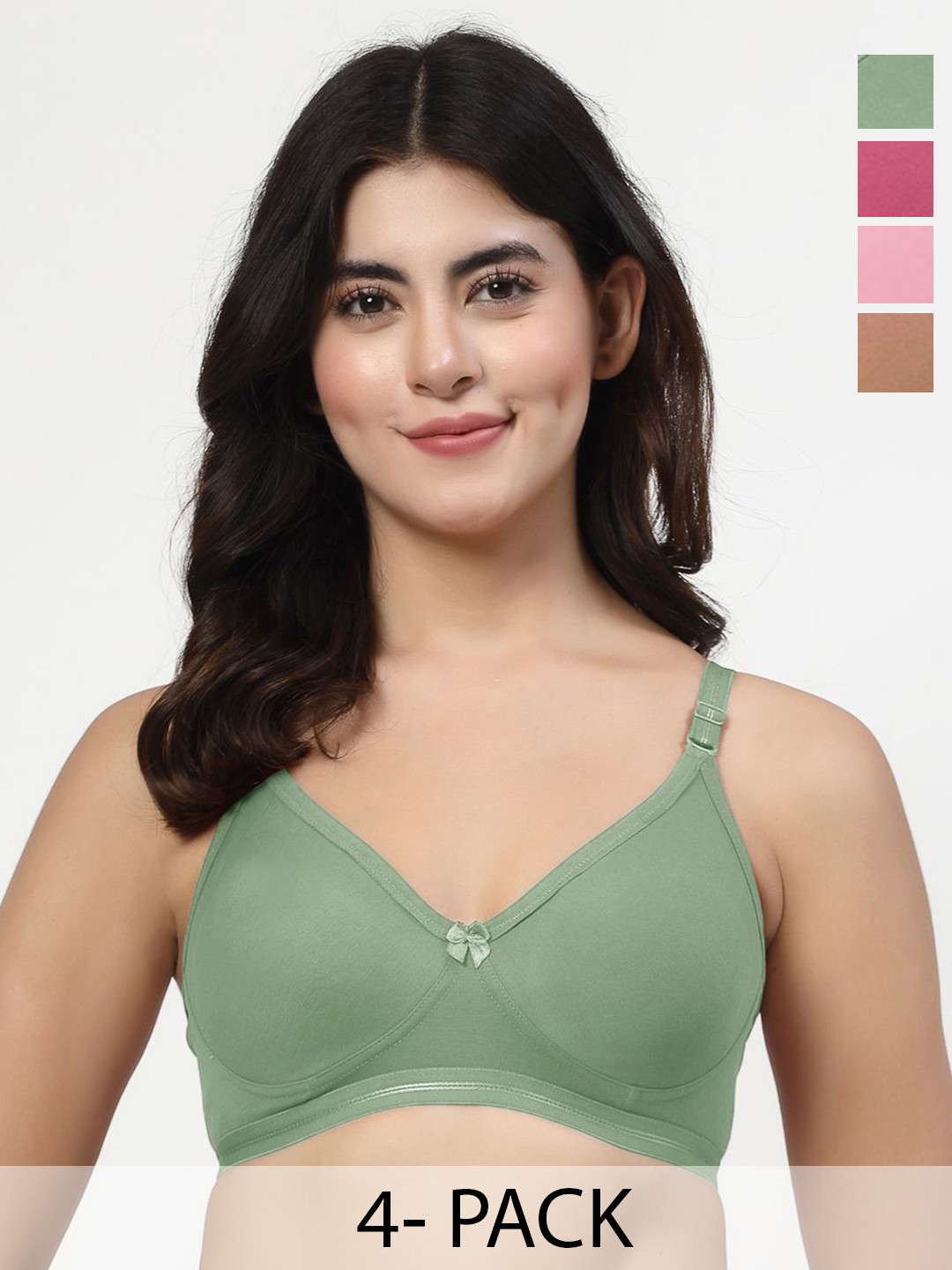 LILY Pack of 4 Seamless Non Padded T-shirst Bra