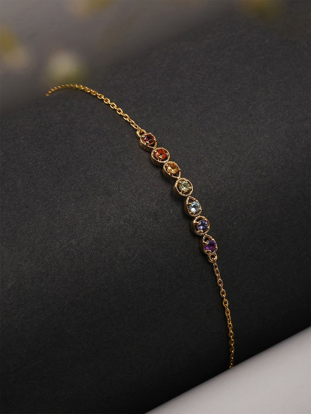 Exotic India Semi-Precious Multi Gemstone Sterling Silver Wraparound Bracelet