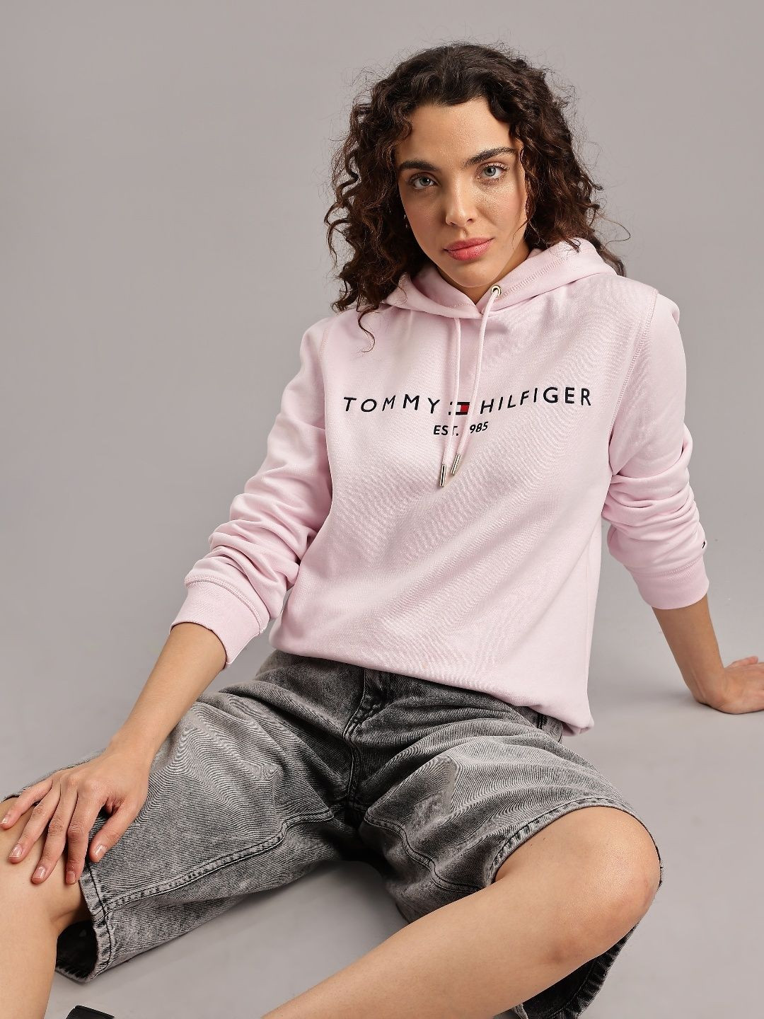 Tommy Hilfiger U.S Women Brand Logo Printed Hooded Sweatshirt