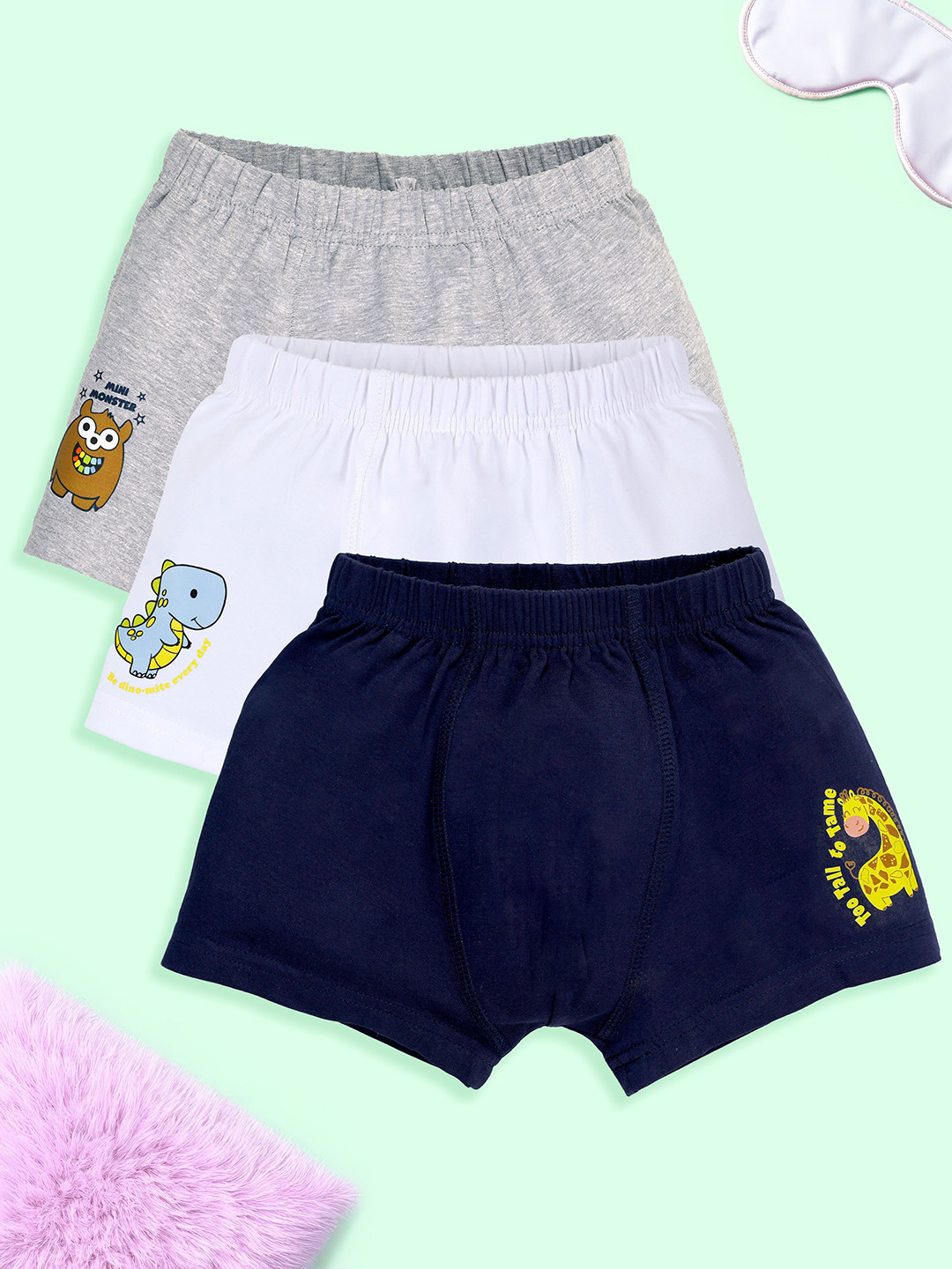KiddoPanti Pack of 3 Boys Printed Boxer Shorts