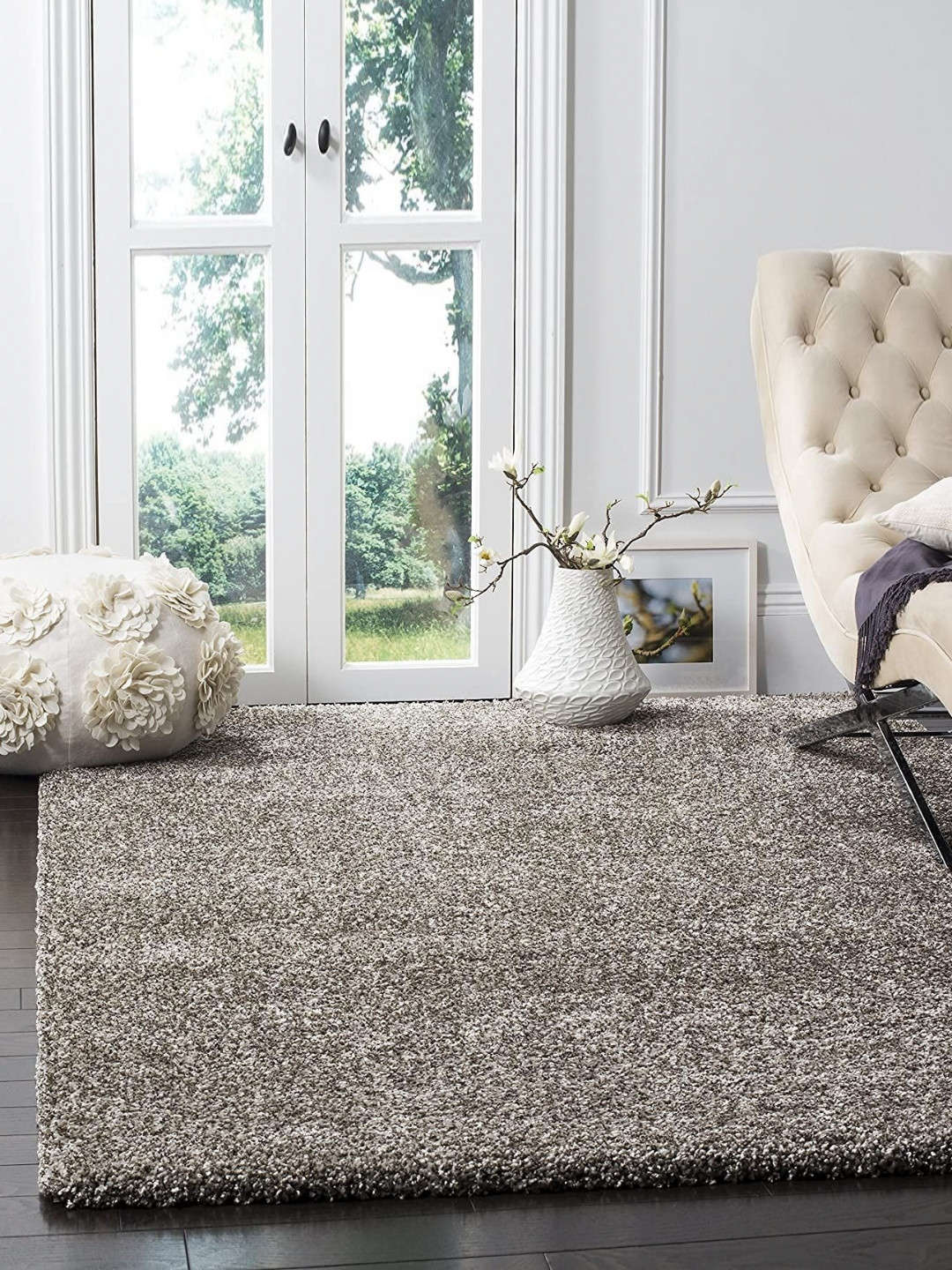 CARPETIFY Grey Shaggy Anti-Skid Carpet