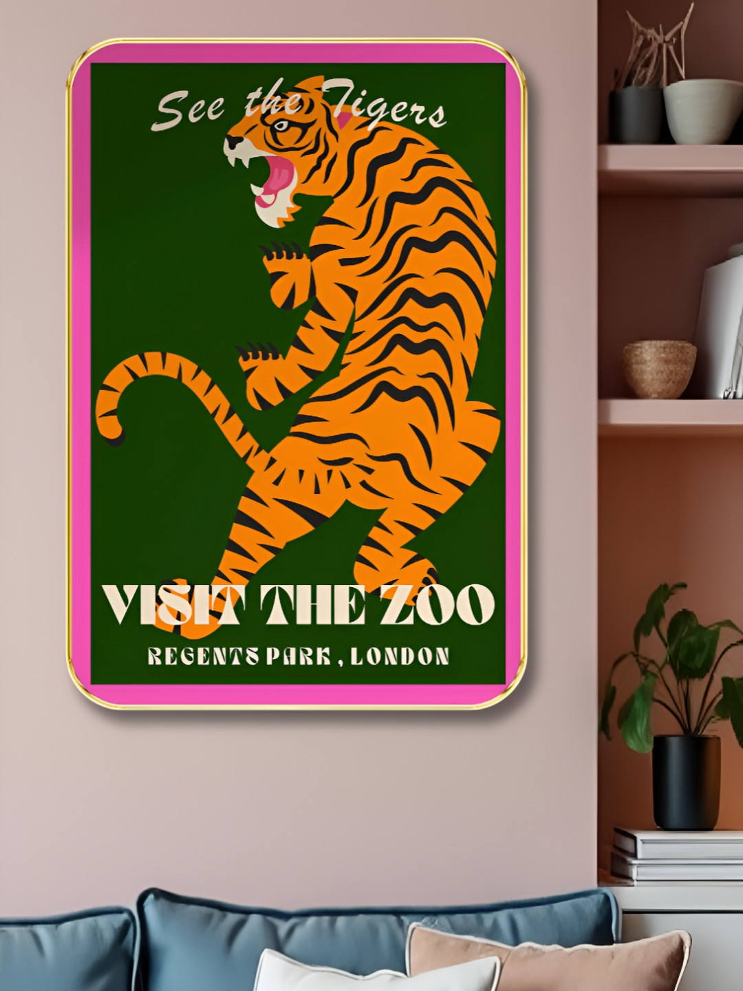 Aura Brown & Orange Visit the zoo Birds And Animals Wooden Wall Art