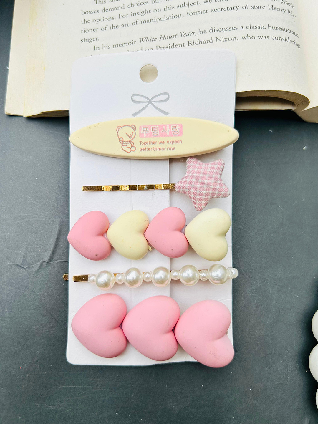 Radhya Accessories Embellished 5 hair clips combo card