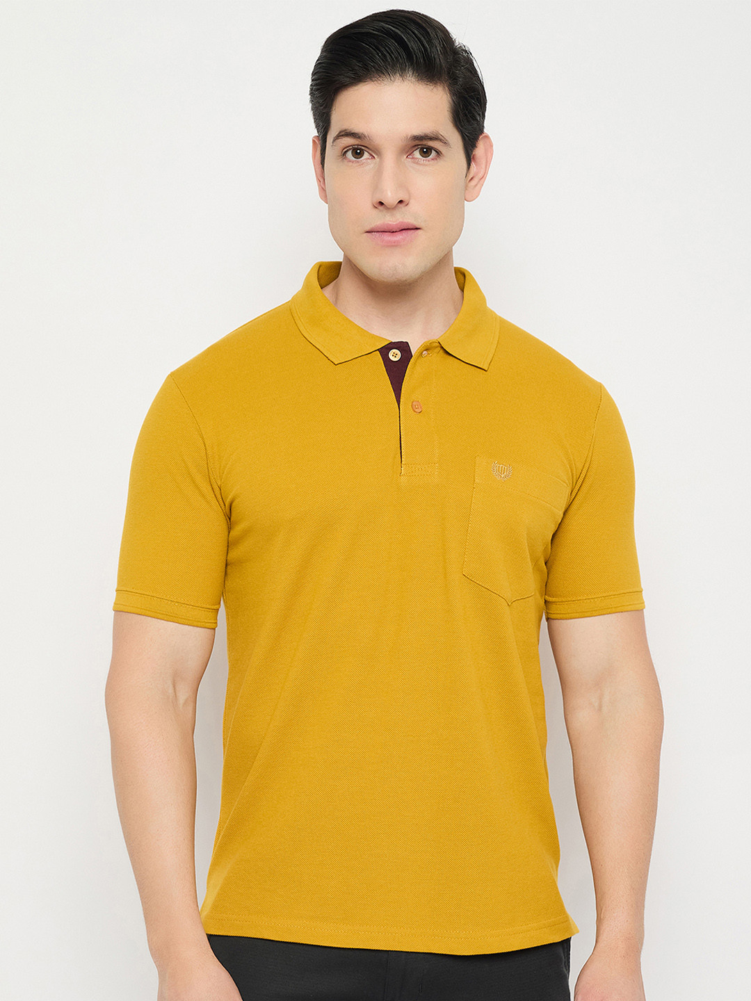 Duke Men Solid Polo Collar Cotton T-shirt