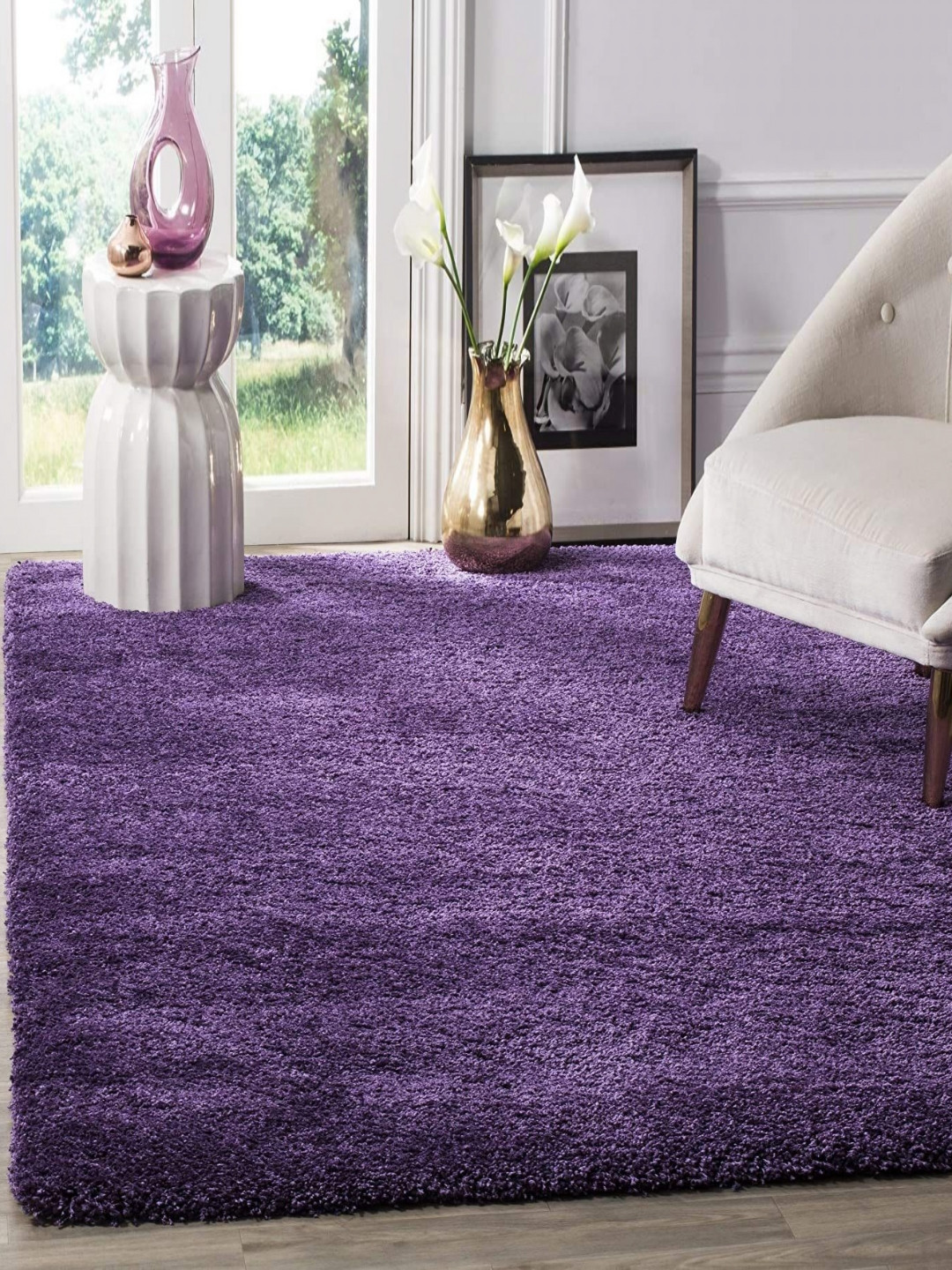CARPETIFY Purple Shaggy Anti-Skid Carpet