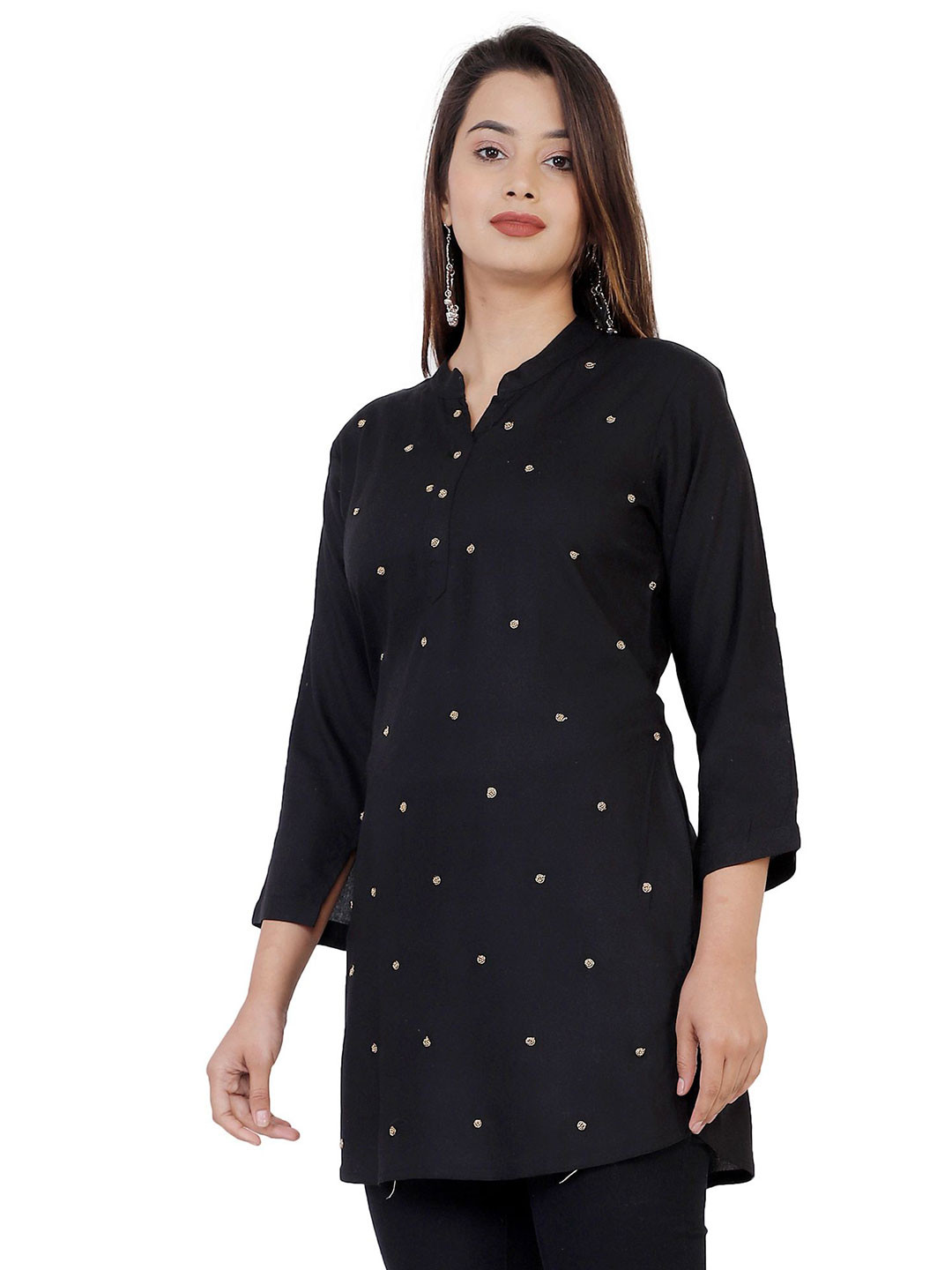 OH MI DIOS Women Black High Neck Top