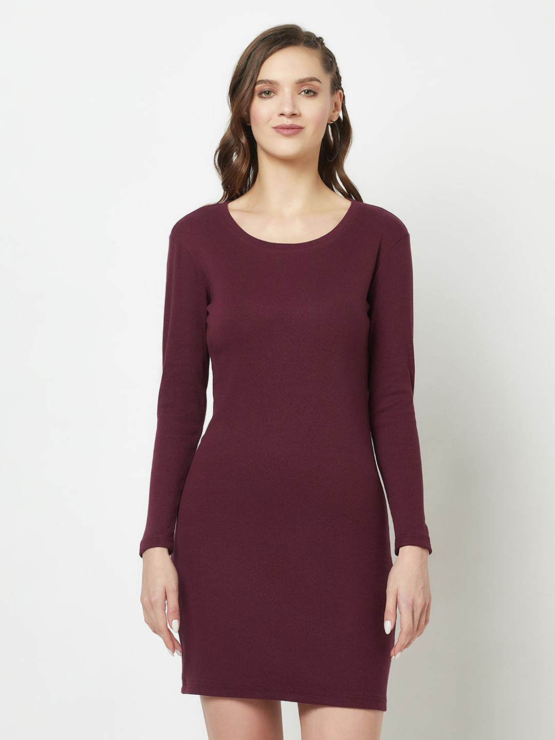 Unicus Apparel Women Maroon Solid Bodycon Mini Dress