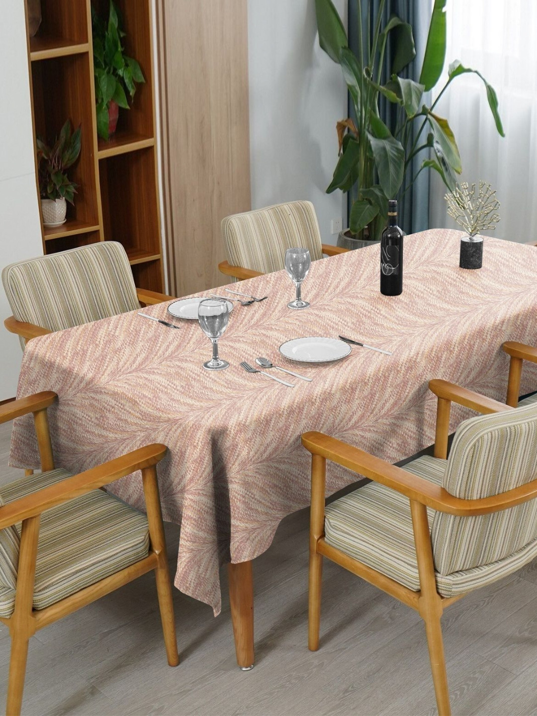 CASABLEU Premium Luxor Rose Floral Printed Rectangle 6-Seater Table Covers