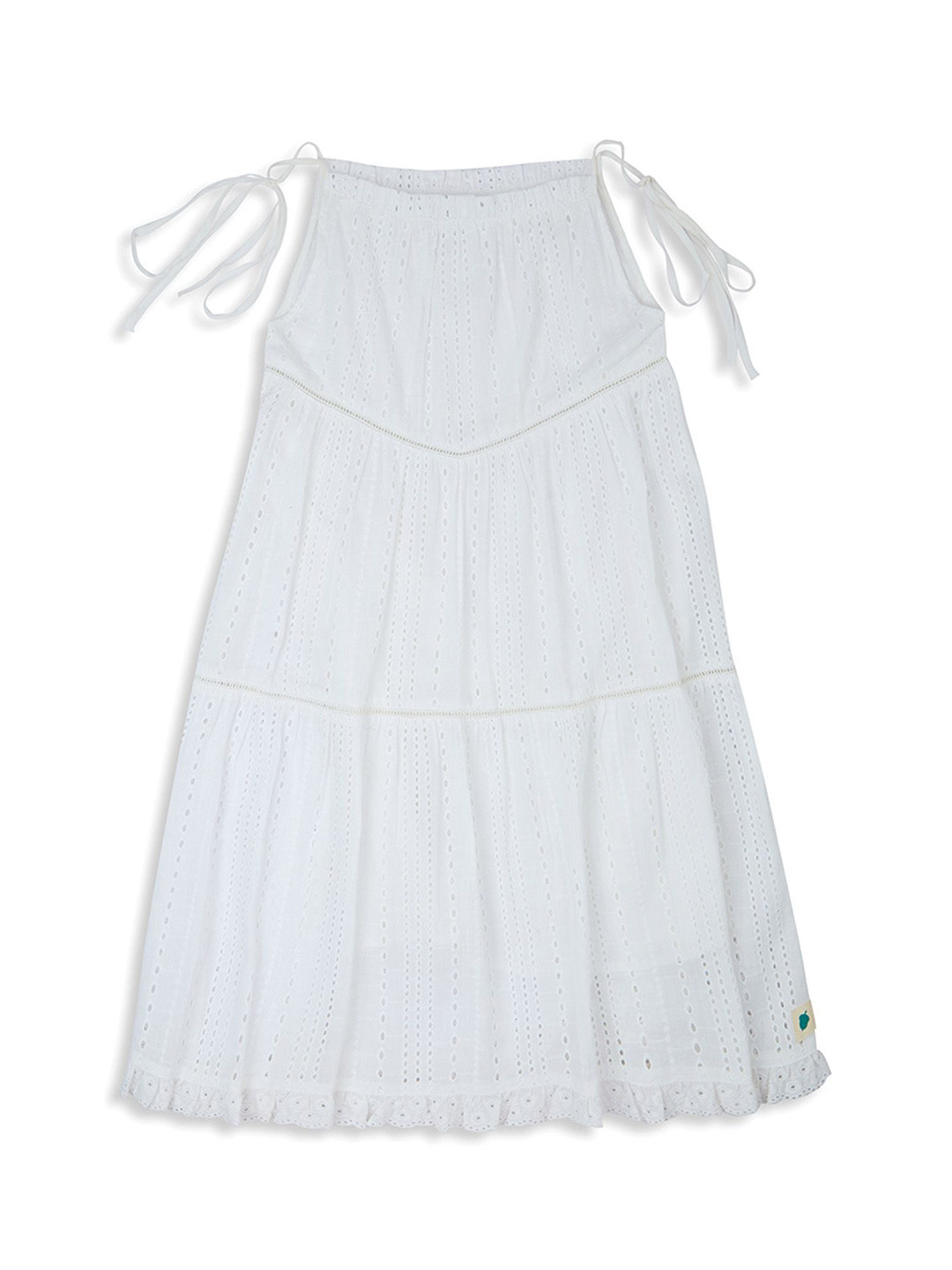 My Milestones Girl Shoulder Straps Sleeveless Schiffli A-Line Dress