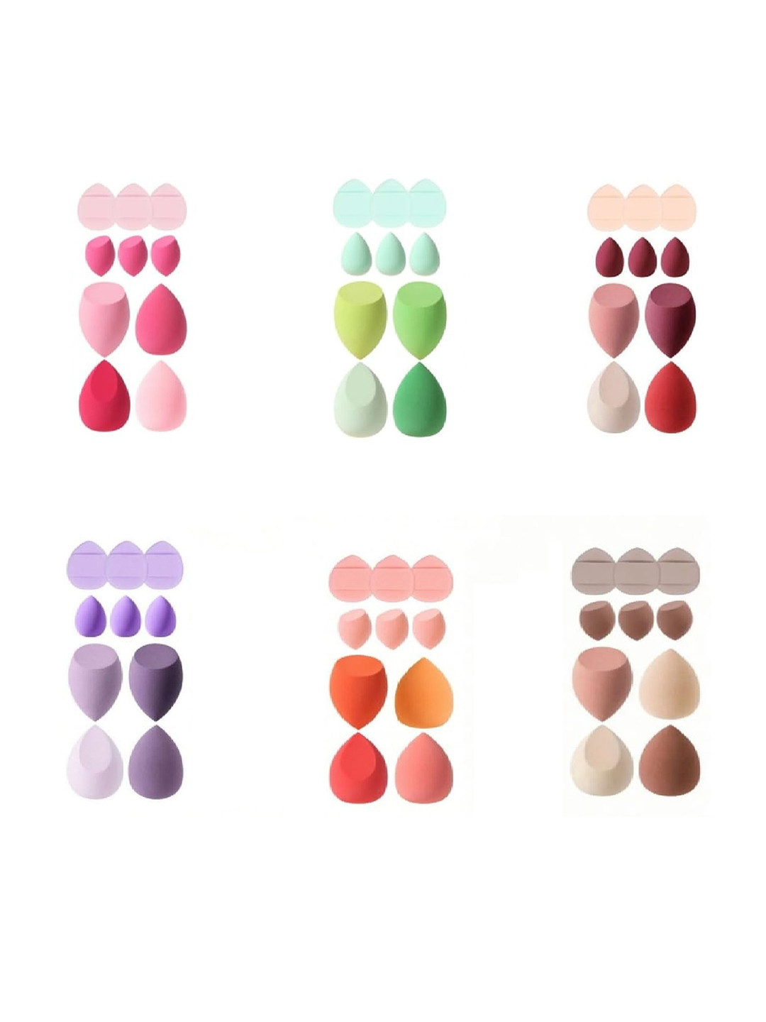Facejewel Set Of 10 Makeup Sponge- 4 Big Blender, 3 Mini Blender & 3 Mini Finger Puff