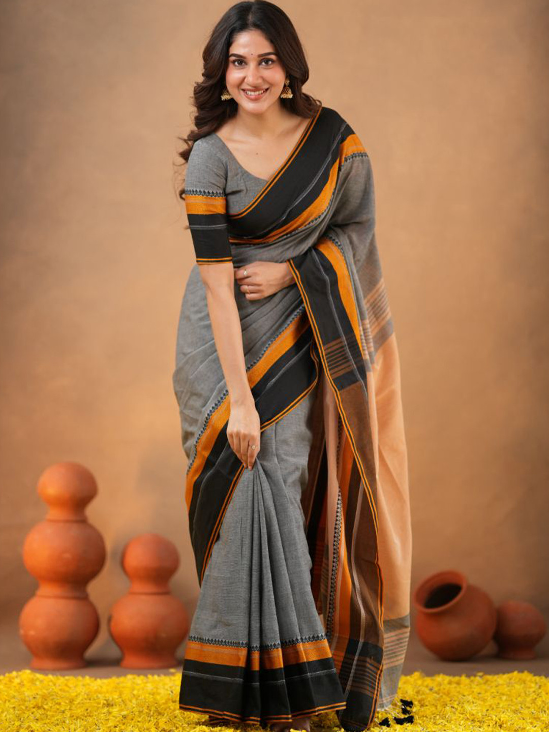 Sutisancha Handwoven Sky Bliss Bengal Cotton Saree