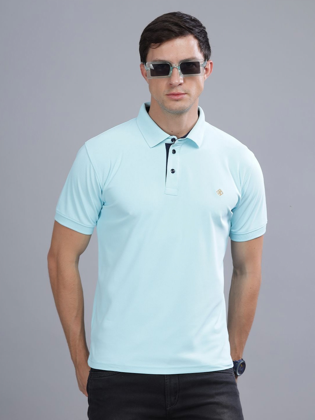 THE BEETEL HOUSE Men Moisture Wicking Solid Polo Collar Slim Fit T-shirt