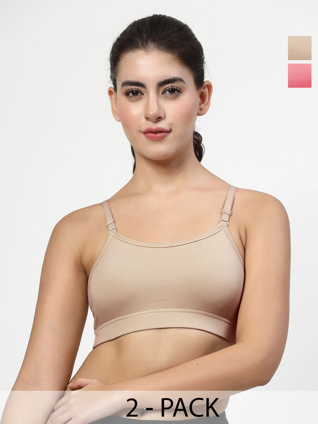 LILY Pack of 2 Seamless Non Padded Sports Bra With Broad Belt and Detachable Strap