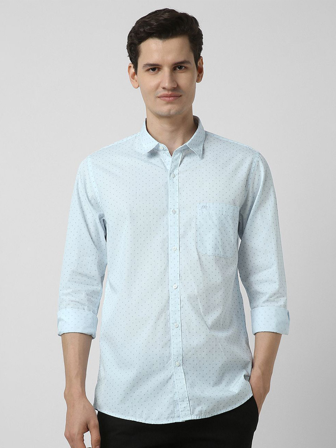 Peter England Casuals Men Spread Collar Micro Ditsy Printed Cotton Casual Shirt