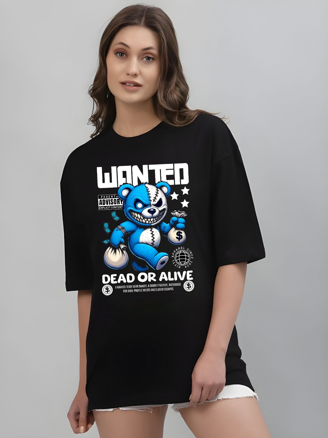 Moda Rapido Women Graphic Printed Round Neck Cotton Oversized T-shirt