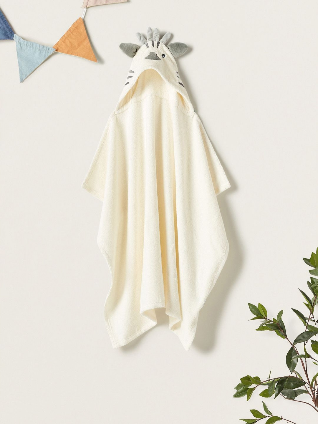 Juniors by Babyshop Kids Cream Ear Applique Printed Hooded Cotton 210 GSM Bath Towel