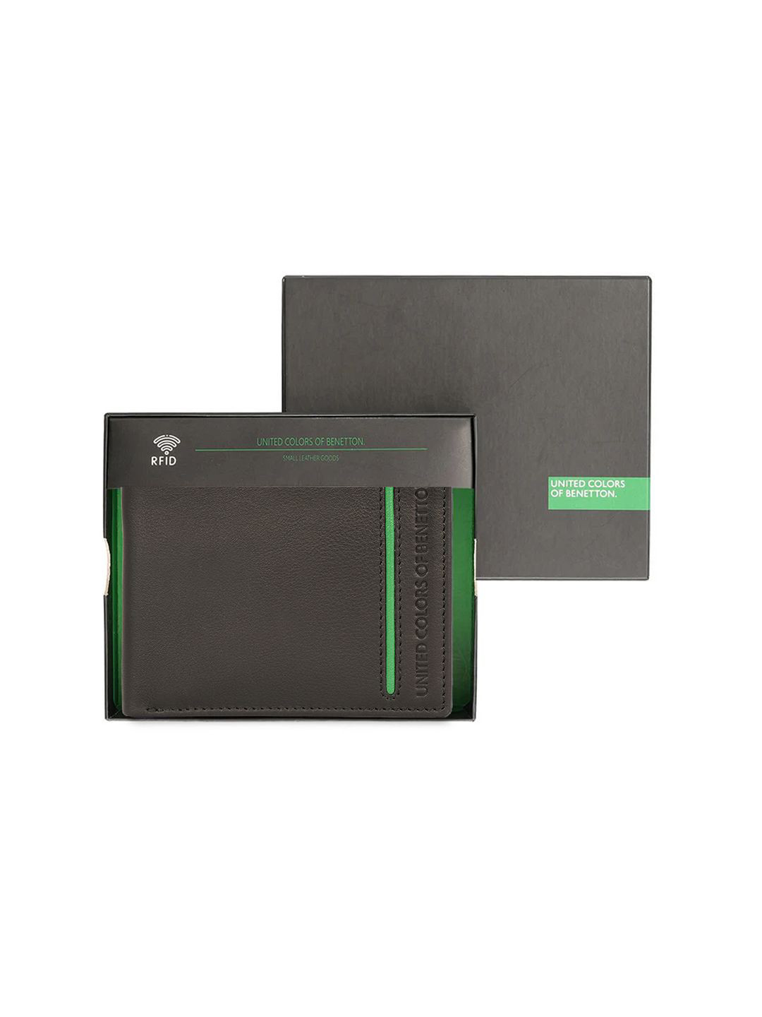 United Colors of Benetton Men Leather Two Fold Wallet With RFID Feature