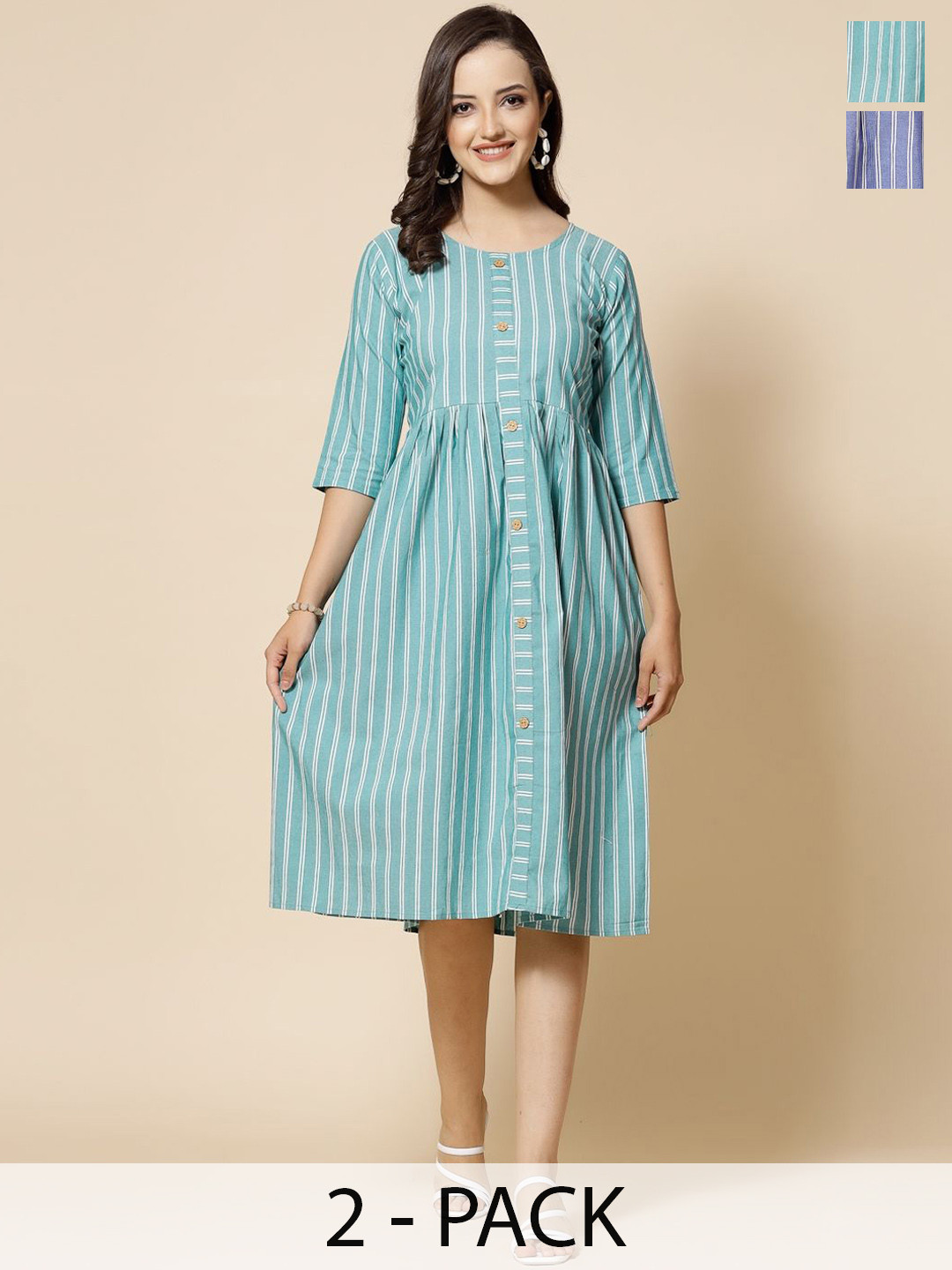 Moda Rapido Women Striped Pastels Anarkali Kurta