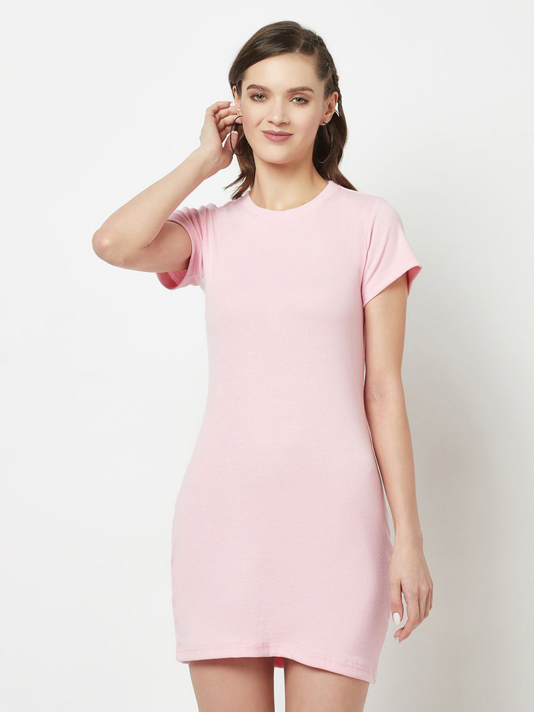 Unicus Women Peach Solid Bodycon Mini Dress