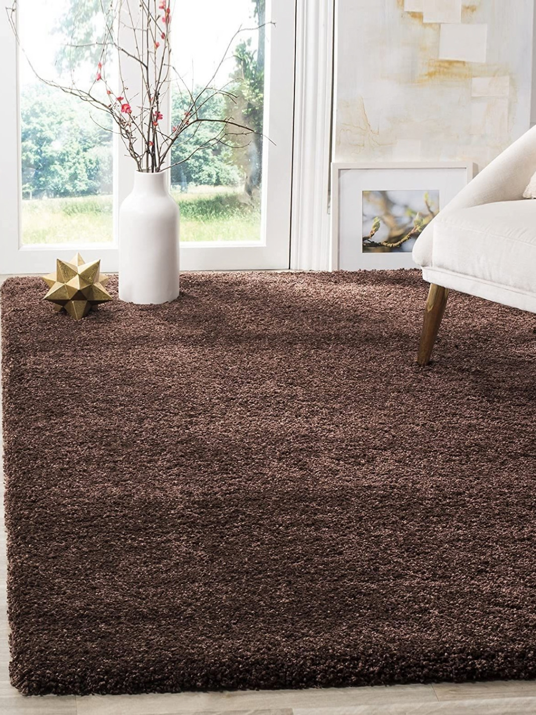 CARPETIFY Brown Shaggy Anti-Skid Carpet