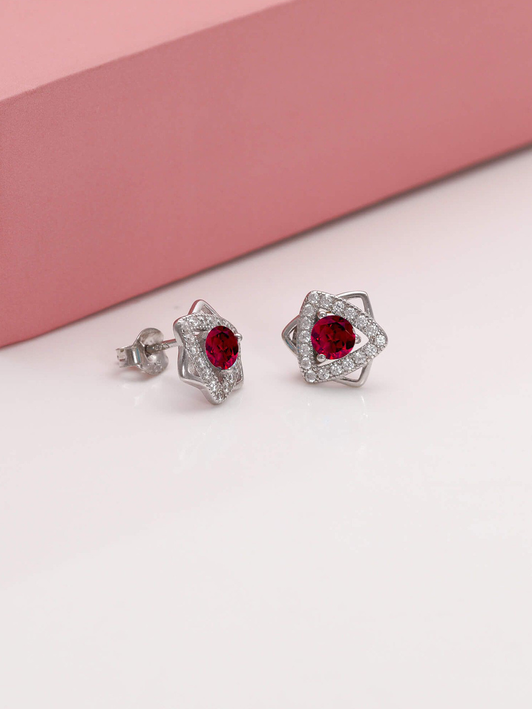 GIVA 925 Silver Rhodium-Plated Star-Shaped Artificial Stones Studs