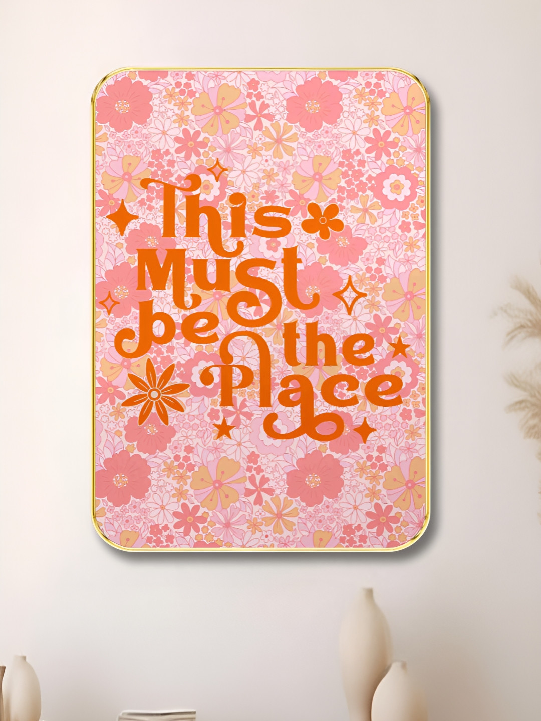 Aura Pink & Orange Motivational Quoted Abstract Wooden Wall Art