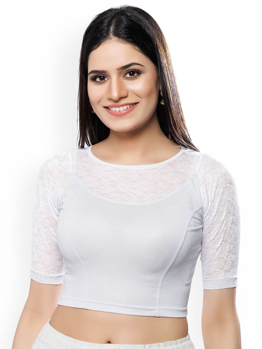 VAMAS - THE DESIGNER BLOUSES Round Neck Stretchable Saree Blouse