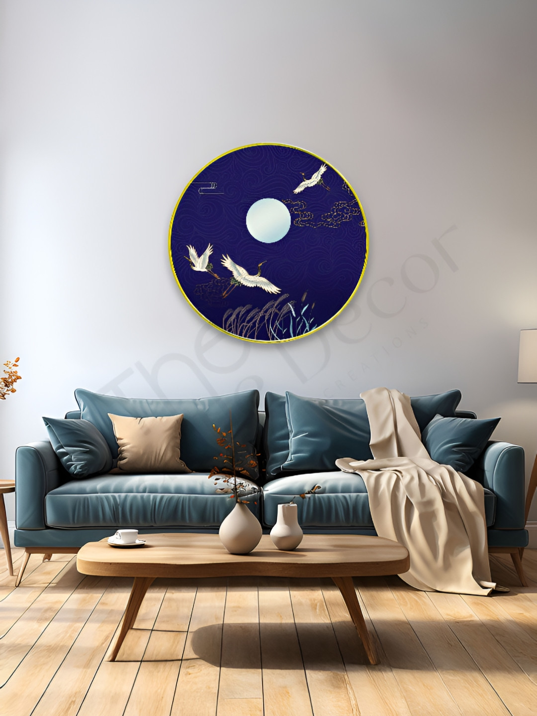 The Castle Decor Navy Blue & Off White Paper Birds and Animals Wooden Wall Paintings