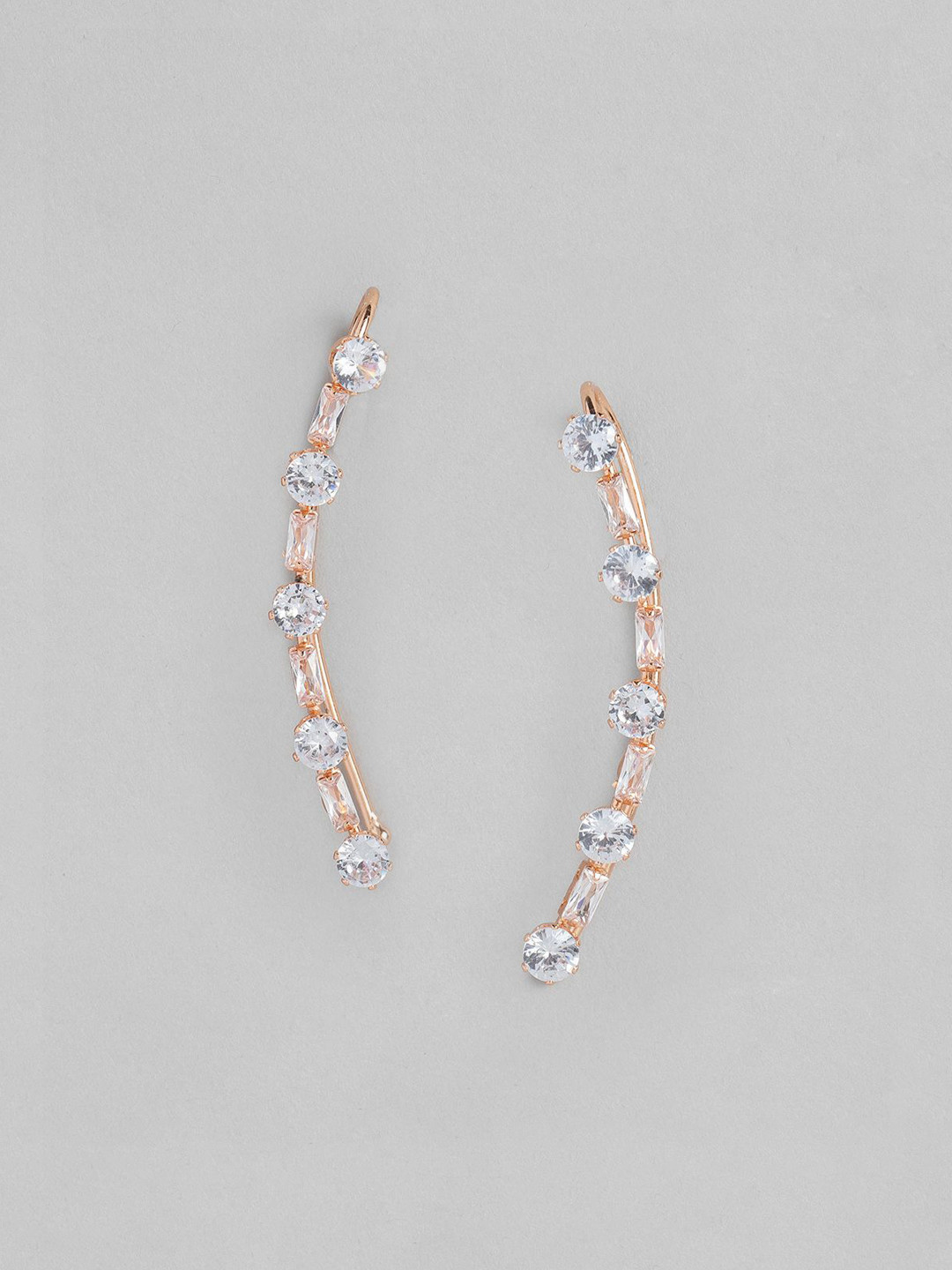 DressBerry Rose Gold-Plated American Diamond Studded Contemporary Ear Cuff