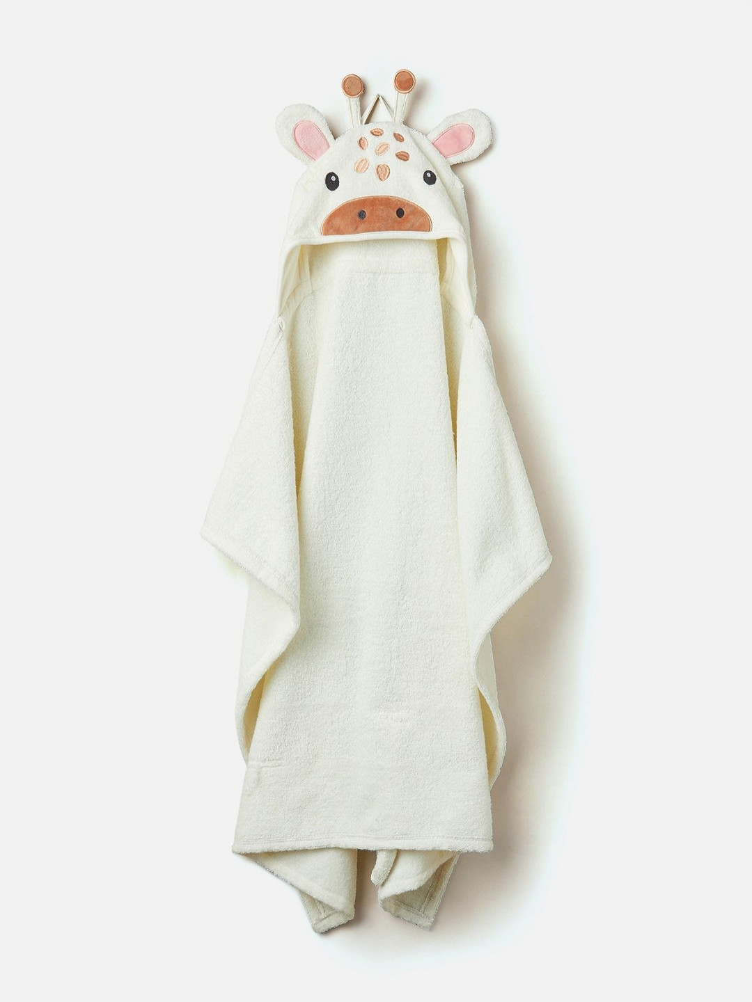 Juniors by Babyshop Kids Cream Giraffe Applique Printed Hooded Cotton 210 GSM Bath Towel