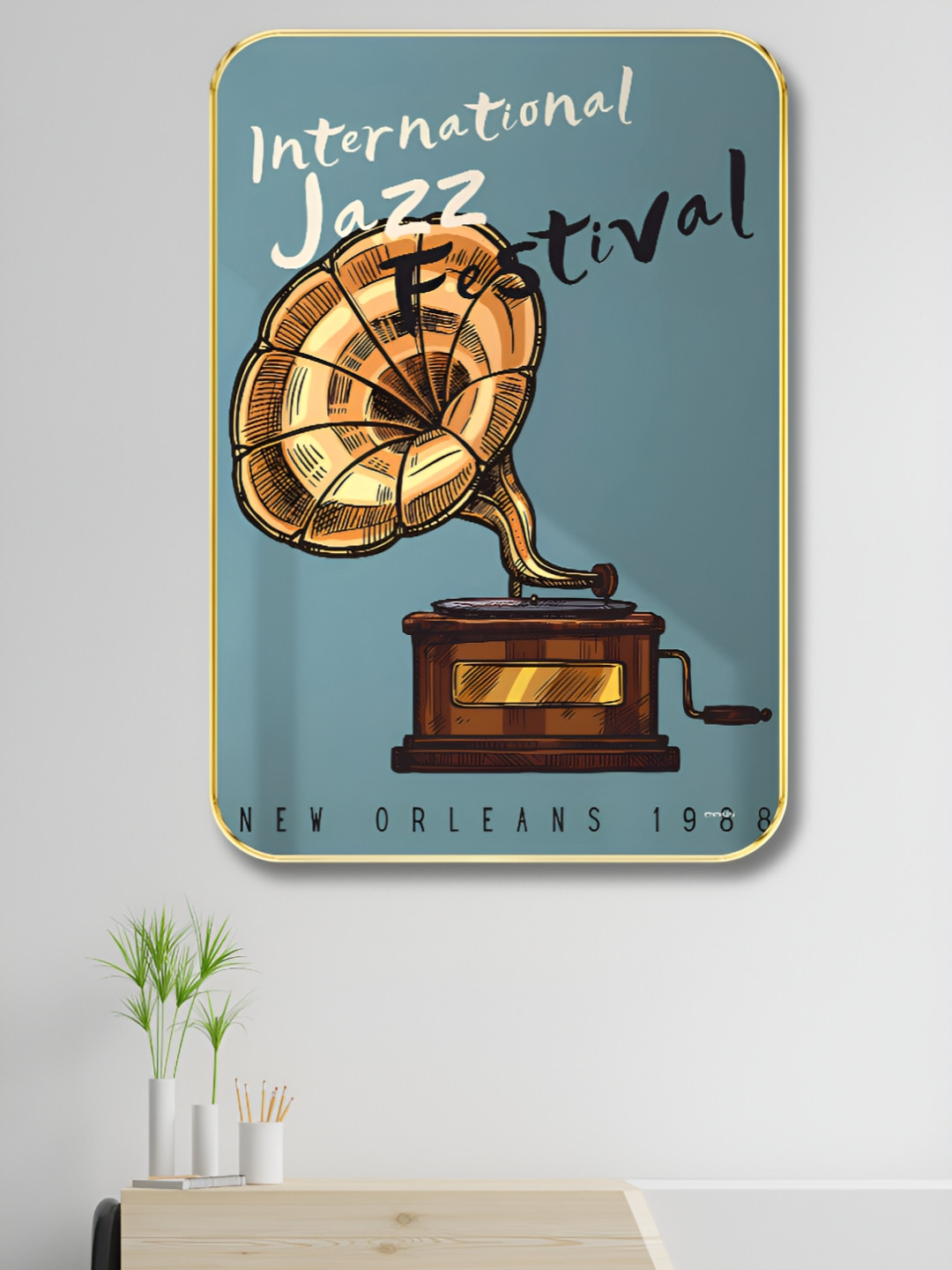 Myntra Elegant Homes Jazz Festival Wood Wall Rectangle Paintings Wall Art - 18 x 24 In