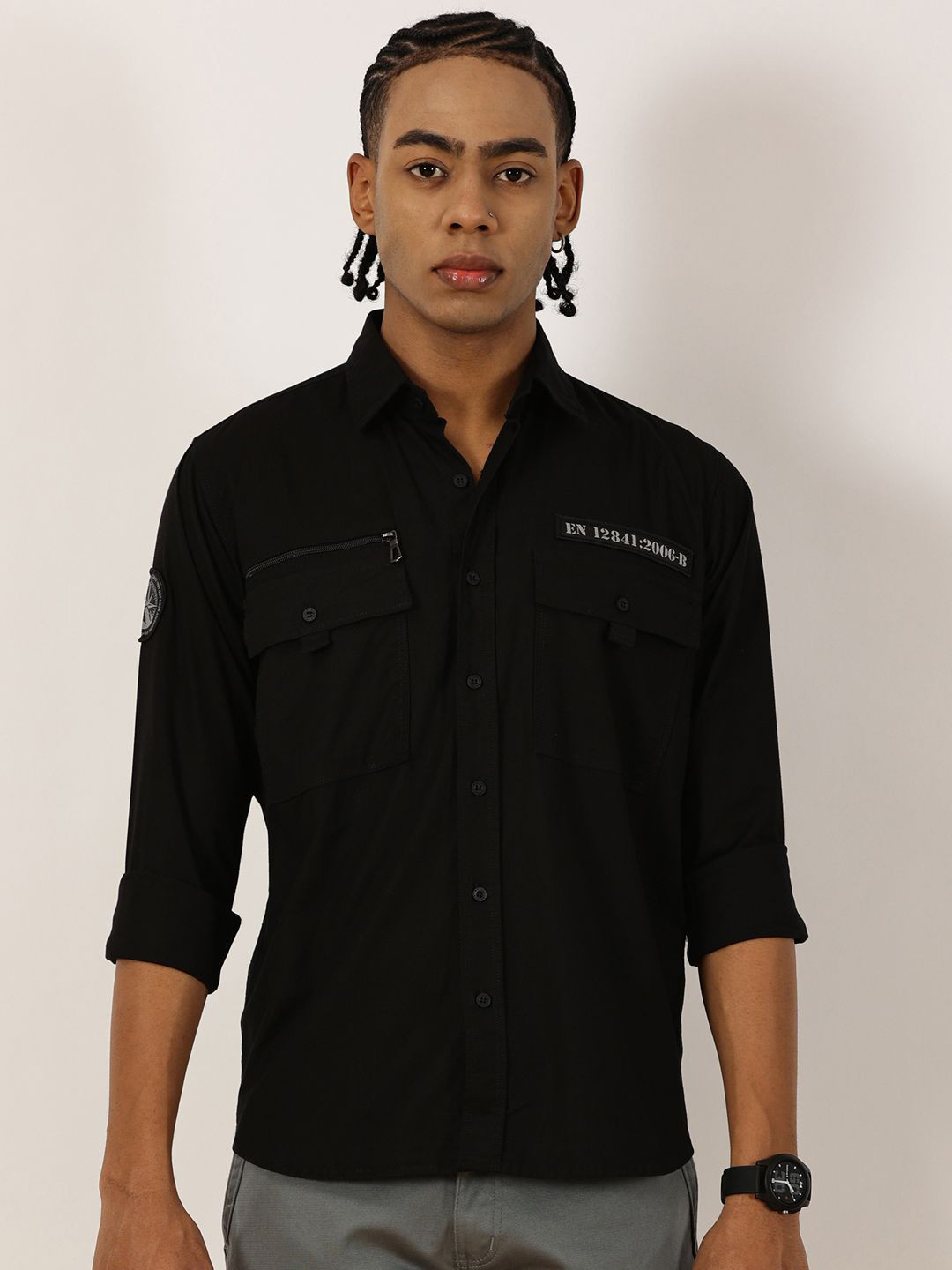 beevee Men New Regular Fit Spread Collar Solid Cotton Casual Shirt