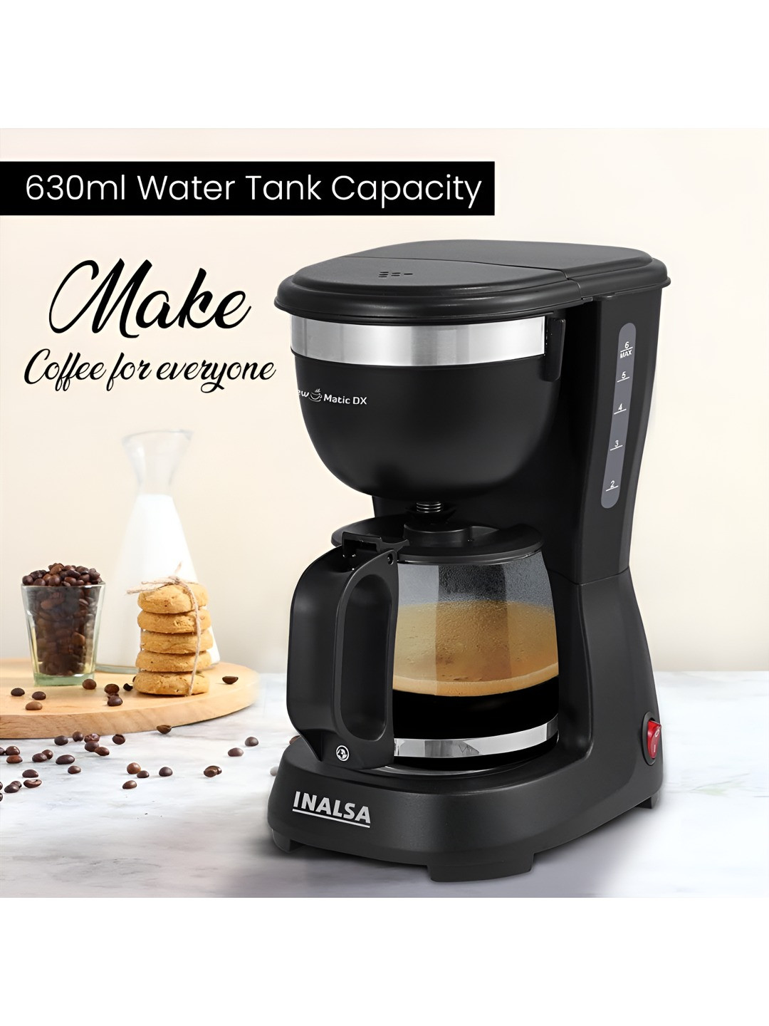 Inalsa Brew Matic DX Stainless Steel Electric Coffee Maker 630 ML -650W
