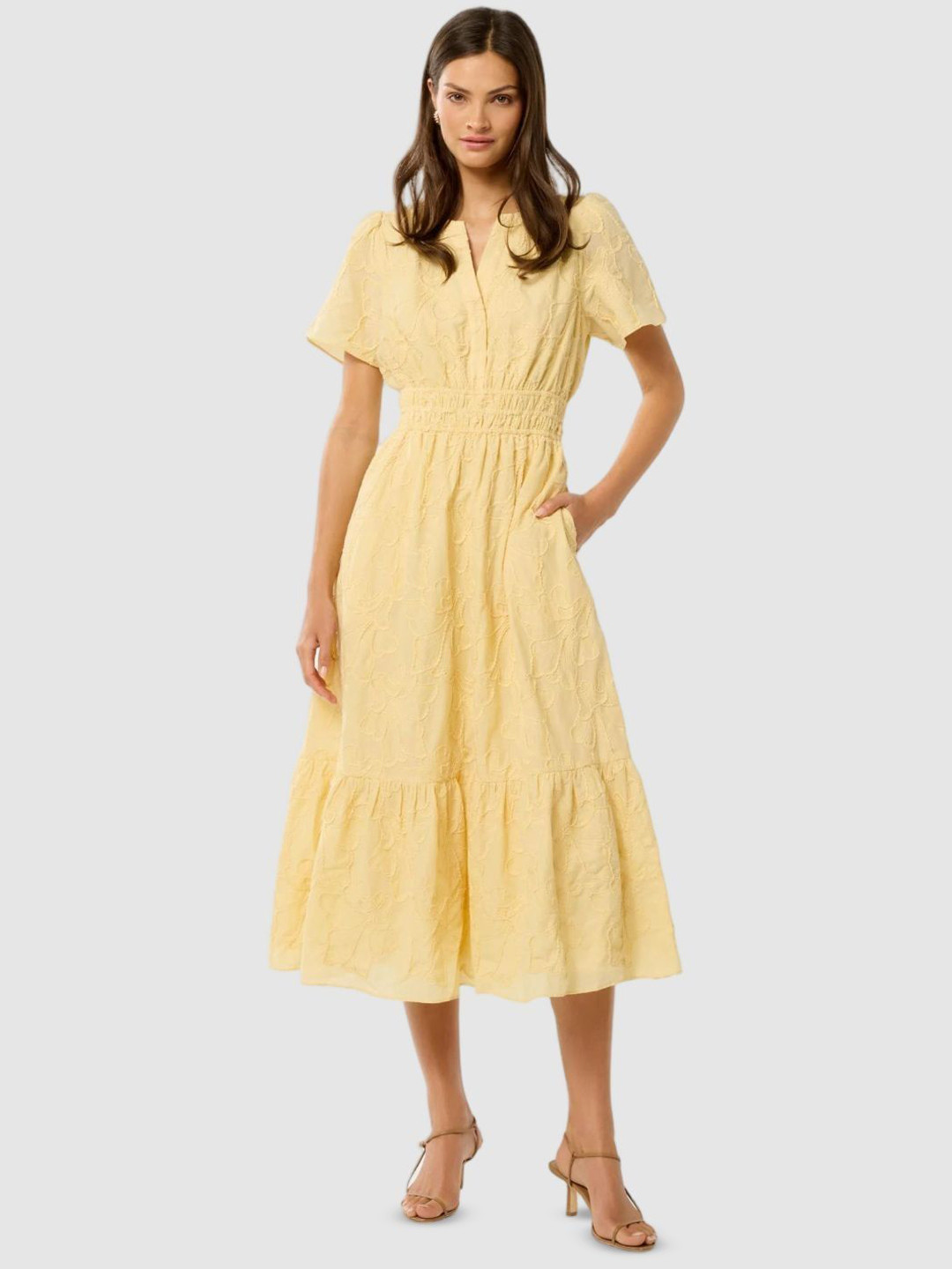 Forever New  Women Embroidered A-Line Midi Dress