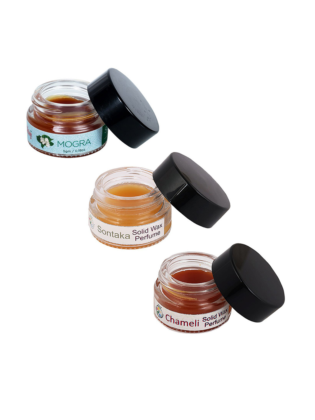 Sugandhim Set of 3 Unisex Long-Lasting Wax Perfumes Sontaka, Mogra & Chameli 5g Each
