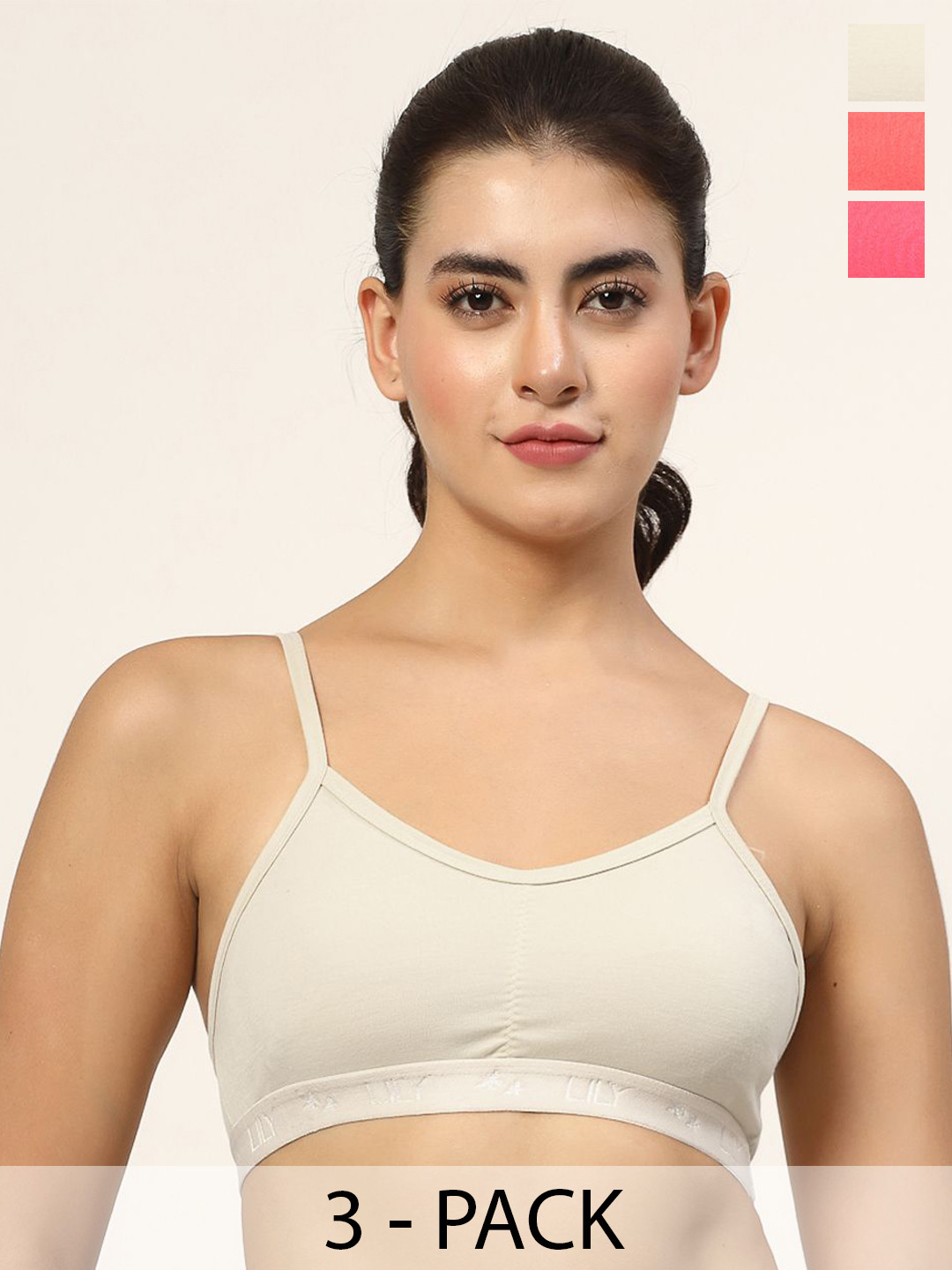 LILY Women Pack Of 3 Full Coverage Non Padded Non-Wired Regular Workout Bra stropsyliad