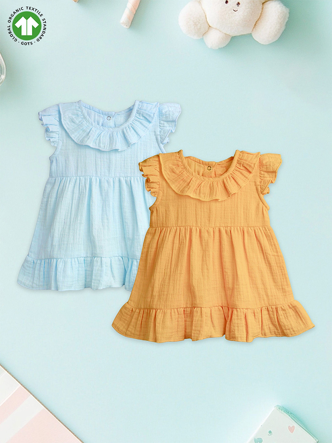 Kidbea Pack Of 2 Pure Linen Dresses For Baby